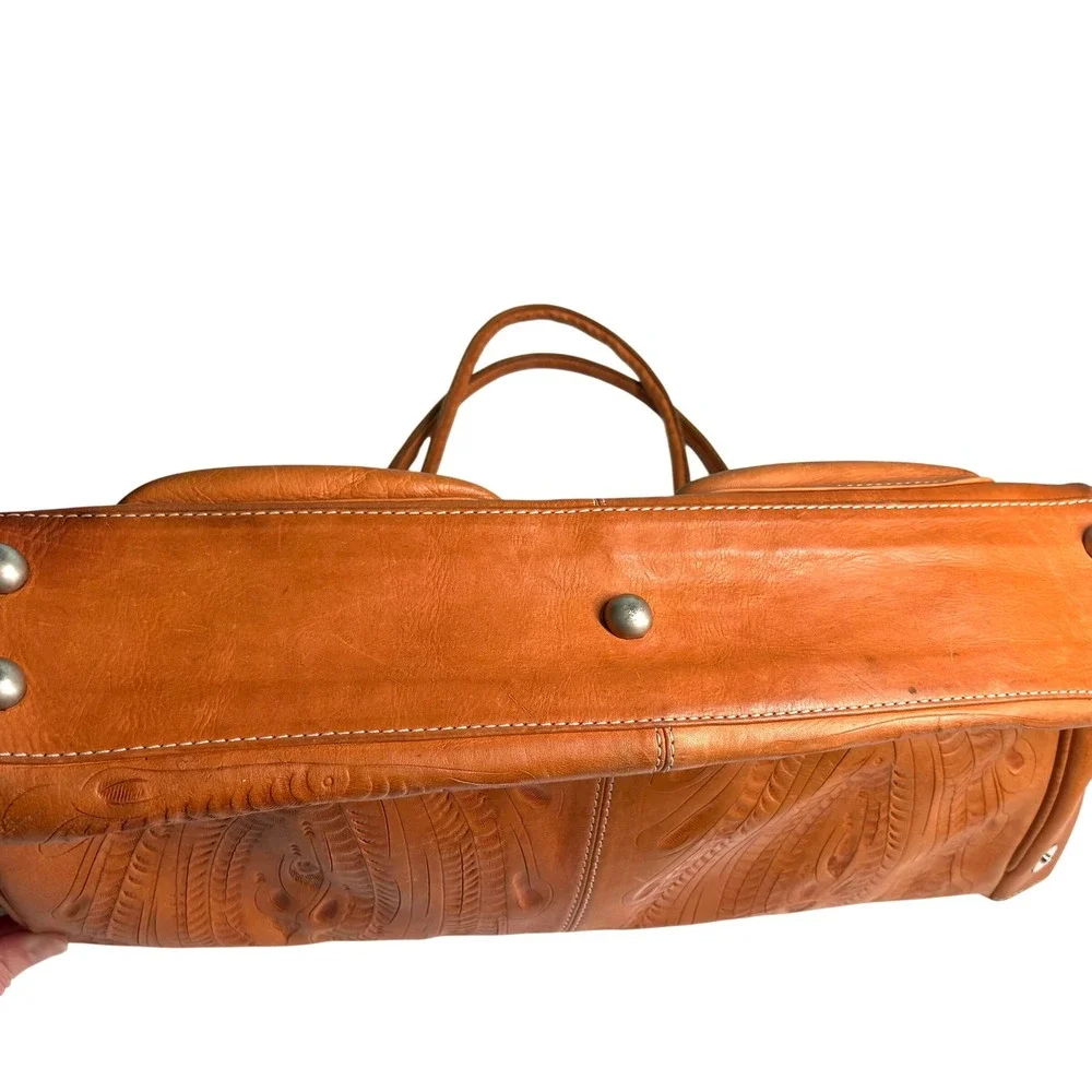 Sereno Women's‎ Orange Brown Leather Shoulder Tote